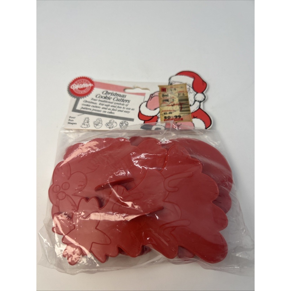 NEW Vintage Wilton Christmas Cookie Cutters Set Of 4 1988 Tree Angel Santa Wreat